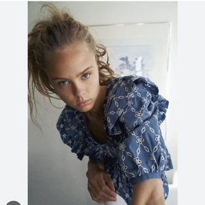 Zara Open Packwork Embroidered Top